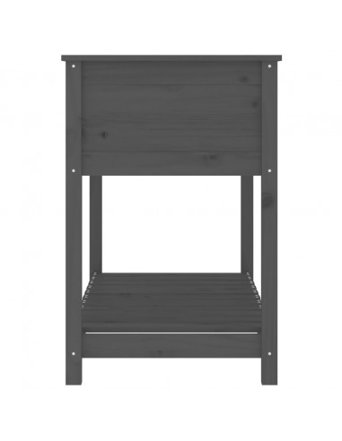 Fioriera con Mensola Grigia 111,5x54x81 cm Legno Massello Pino