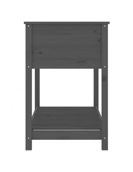 Fioriera con Mensola Grigia 111,5x54x81 cm Legno Massello Pino