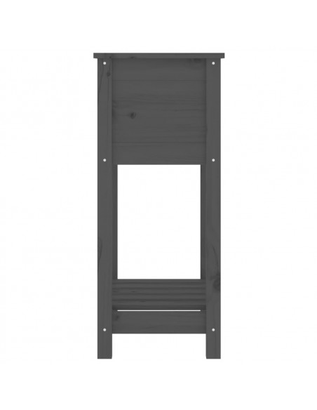 Fioriera con Mensola Grigia 54x34,5x81cm Legno Massello di Pino