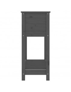 Fioriera con Mensola Grigia 82,5x34,5x81cm Legno Massello Pino