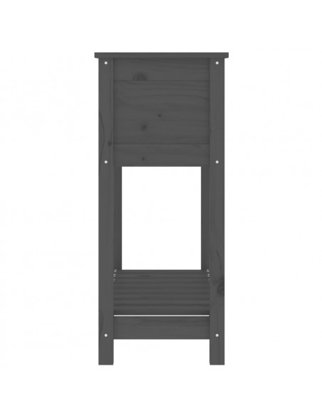 Fioriera con Mensola Grigia 82,5x34,5x81cm Legno Massello Pino
