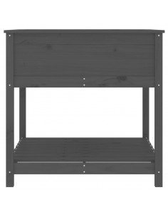 Fioriera con Mensola Grigia 82,5x82,5x81 cm Legno Massello Pino