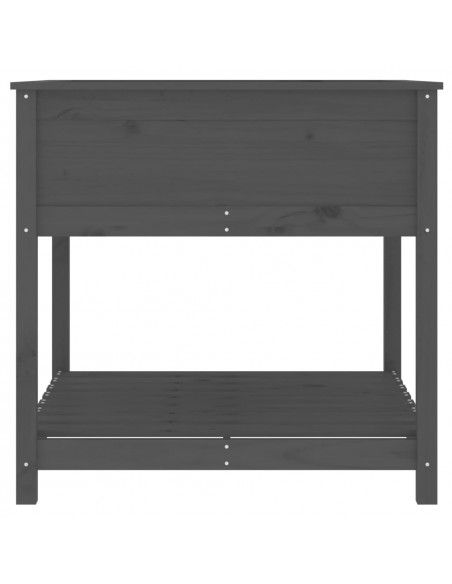 Fioriera con Mensola Grigia 82,5x82,5x81 cm Legno Massello Pino