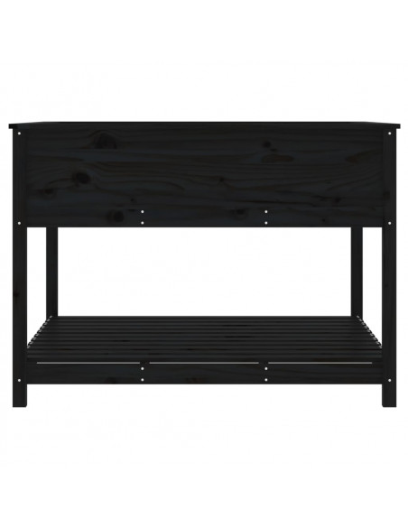 Fioriera con Mensola Nera 111,5x111,5x81 cm Legno Massello Pino