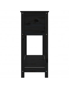 Fioriera con Mensola Nera 111,5x34,5x81 cm Legno Massello Pino 2