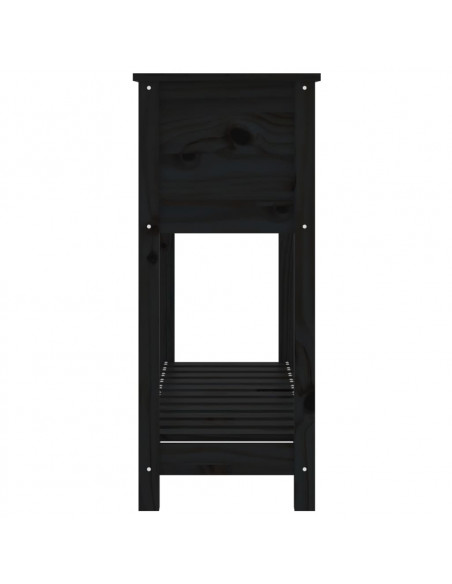 Fioriera con Mensola Nera 111,5x34,5x81 cm Legno Massello Pino