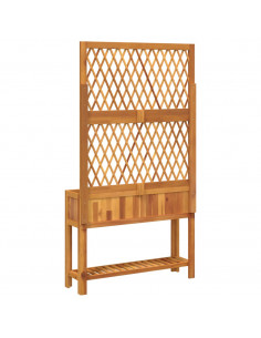 Fioriera con Traliccio e Ripiano 100x32x185 cm Legno Acacia