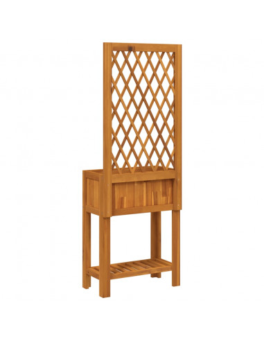 Fioriera con Traliccio e Ripiano 55x29,5x152 cm in Legno Acacia