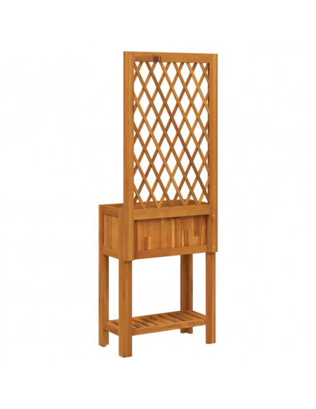 Fioriera con Traliccio e Ripiano 55x29,5x152 cm in Legno Acacia
