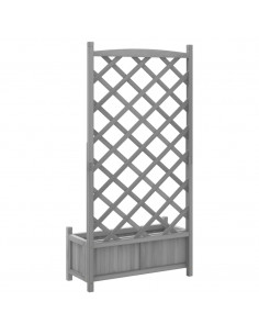 Fioriera con Traliccio Grigia in Legno Massello di Abete 2