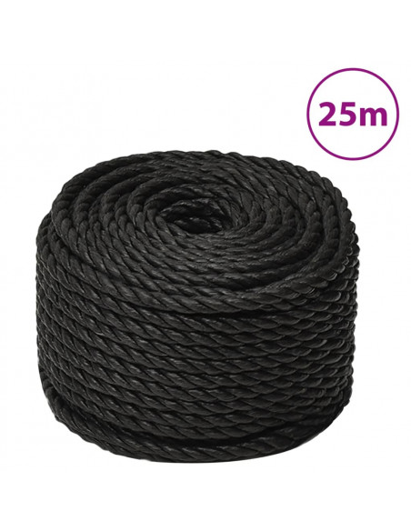 Corda da Lavoro Nera 12 mm 25 m in Polipropilene