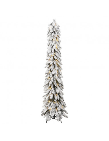 Albero di Natale Artificiale con 100 LED e Neve Floccata 180 cm