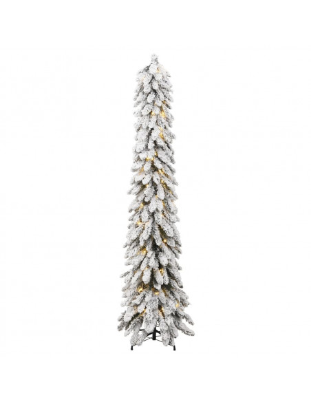 Albero di Natale Artificiale con 100 LED e Neve Floccata 180 cm