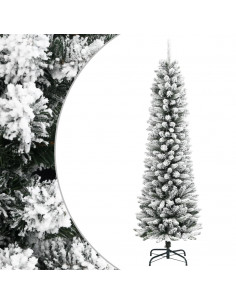 Albero Natale Artificiale Sottile Neve Floccata 120cm PVC e PE 2