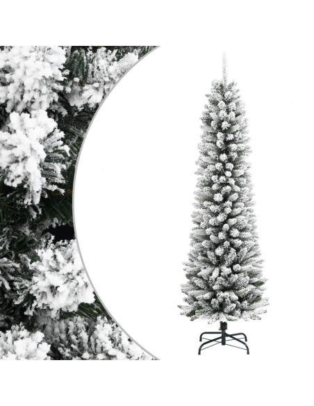 Albero Natale Artificiale Sottile Neve Floccata 120cm PVC e PE