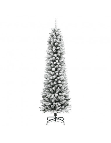 Albero Natale Artificiale Sottile Neve Floccata 120cm PVC e PE