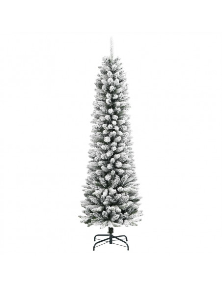 Albero Natale Artificiale Sottile Neve Floccata 150cm PVC e PE