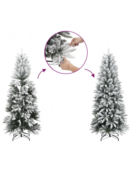 Albero Natale Artificiale Sottile Neve Floccata 150cm PVC e PE