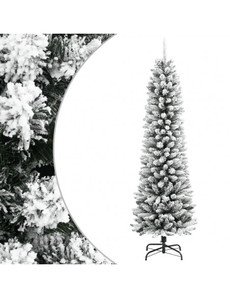 Albero Natale Artificiale Sottile Neve Floccata 180cm PVC e PE