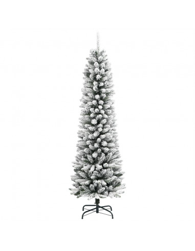 Albero Natale Artificiale Sottile Neve Floccata 180cm PVC e PE