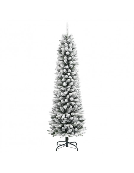 Albero Natale Artificiale Sottile Neve Floccata 180cm PVC e PE