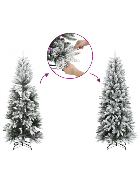 Albero Natale Artificiale Sottile Neve Floccata 180cm PVC e PE