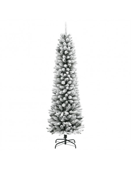 Albero Natale Artificiale Sottile Neve Floccata 240 cm PVC e PE