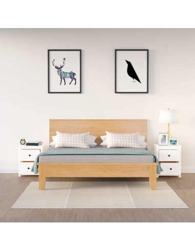 Comodini 2 pz Bianchi 50x35x61,5 cm in Legno Massello di Pino