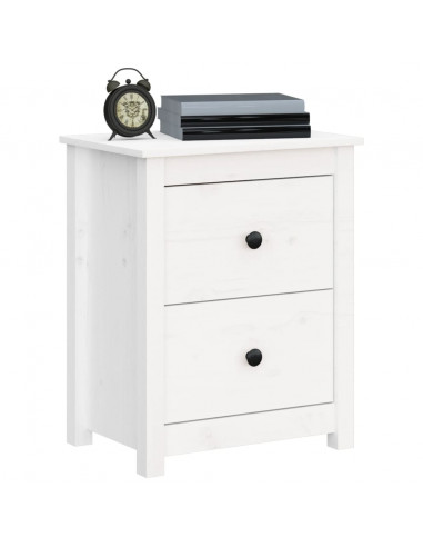 Comodini 2 pz Bianchi 50x35x61,5 cm in Legno Massello di Pino