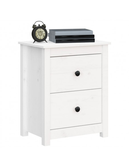 Comodini 2 pz Bianchi 50x35x61,5 cm in Legno Massello di Pino