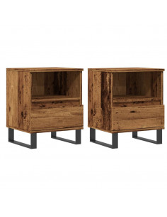 Comodini 2pz Legno Antico 40x35x50 cm in Legno Multistrato 2