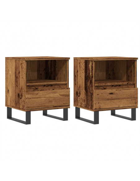 Comodini 2pz Legno Antico 40x35x50 cm in Legno Multistrato