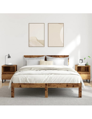 Comodini 2pz Legno Antico 40x35x50 cm in Legno Multistrato