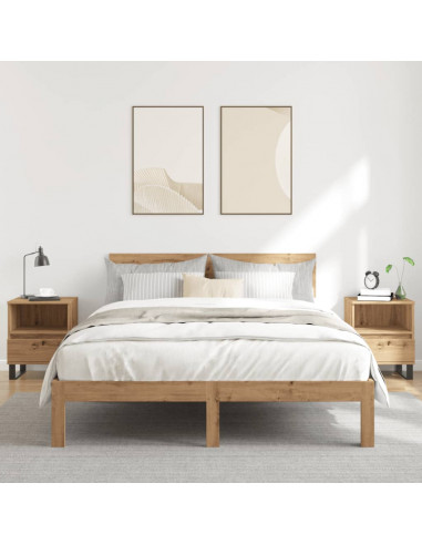 Comodini 2pz Rovere Artigianale 40x35x50 cm Legno Multistrato