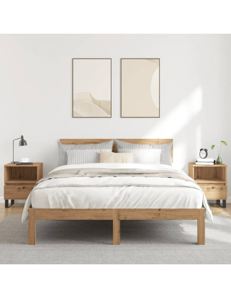 Comodini 2pz Rovere Artigianale 40x35x50 cm Legno Multistrato