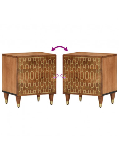 Comodino 40x33x46 cm in Legno Massello di Mango