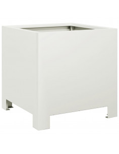 Fioriera da Giardino Bianca 30x30x30 cm in Acciaio