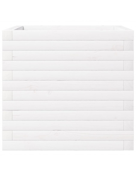 Fioriera da Giardino Bianca 50x50x46 cm Legno Massello di Pino
