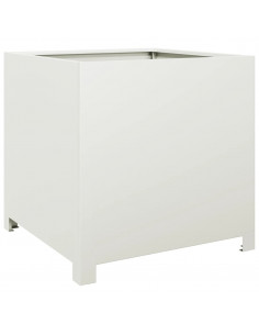 Fioriera da Giardino Bianca 50x50x50 cm in Acciaio