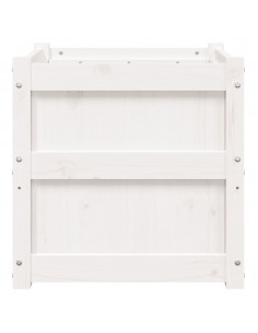 Fioriera da Giardino Bianca 50x50x50 cm Legno Massello di Pino 2