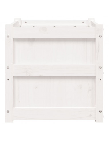 Fioriera da Giardino Bianca 50x50x50 cm Legno Massello di Pino