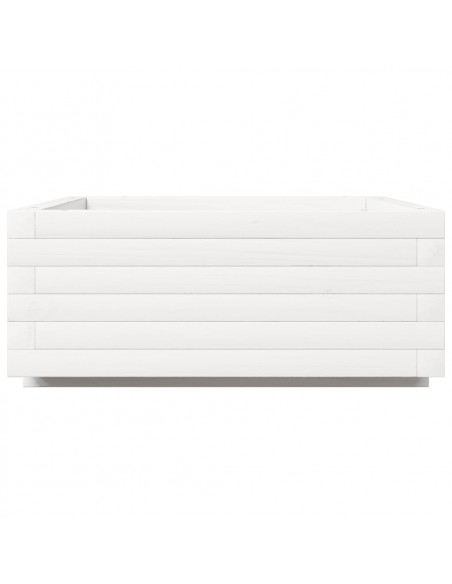 Fioriera da Giardino Bianca 60x60x26,5cm Legno Massello di Pino