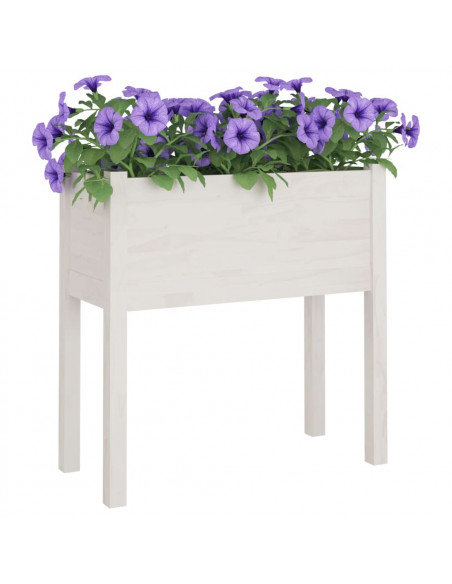 Fioriera da Giardino Bianca 70x31x70 cm Legno Massello di Pino