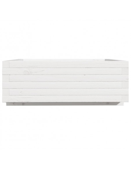 Fioriera da Giardino Bianca 70x70x26,5cm Legno Massello di Pino