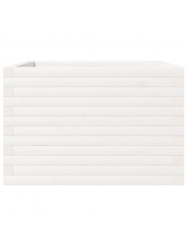 Fioriera da Giardino Bianca 70x70x46 cm Legno Massello di Pino
