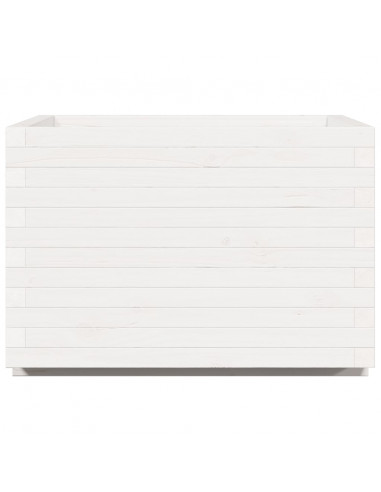 Fioriera da Giardino Bianca 70x70x49,5cm Legno Massello di Pino