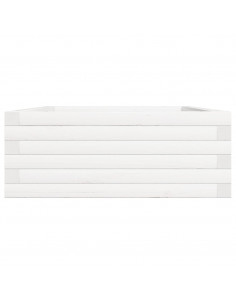 Fioriera da Giardino Bianca 90x60x23 cm Legno Massello di Pino 2