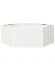 Fioriera da Giardino Bianca Esagono 138x120x45 cm in Acciaio 2