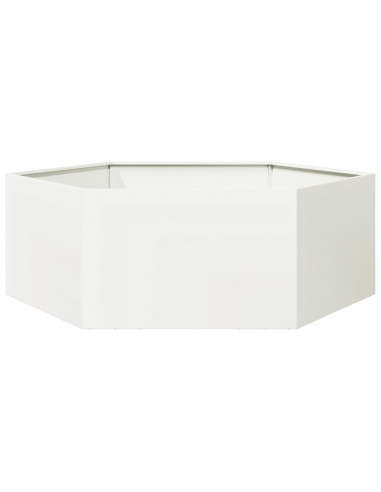 Fioriera da Giardino Bianca Esagono 138x120x45 cm in Acciaio