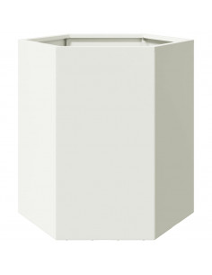 Fioriera da Giardino Bianca Esagono 46x40x45 cm in Acciaio 2